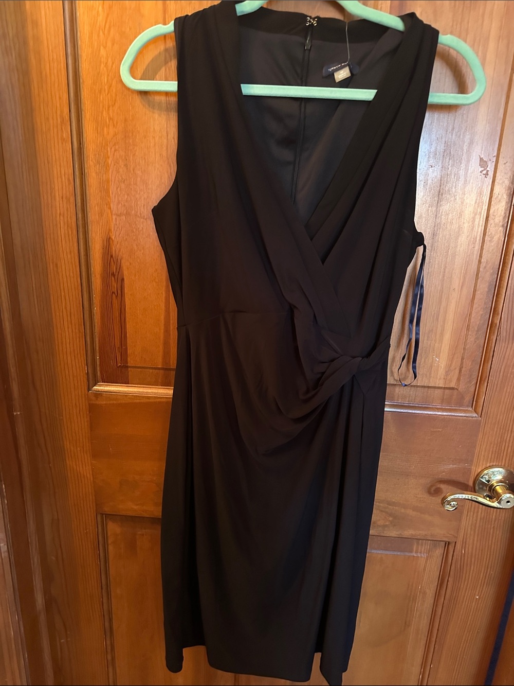 Tommy Hilfiger Black Sleeveless Midi Wrap Dress